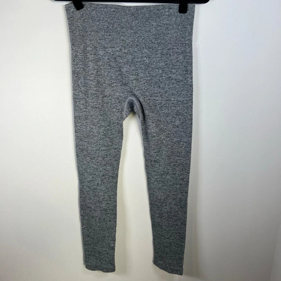 Colsie Women's Ribbed Leggings Gray Cotton Stretch Pull-On Mid-Rise Ankle  Large - Picture 9 of 10